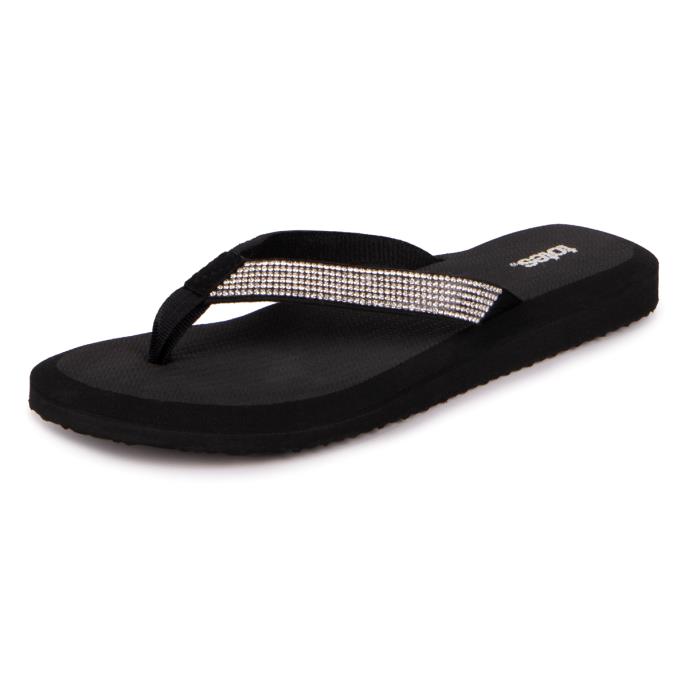 totes® Ladies Beaded Toe Post  Black Extra Image 2